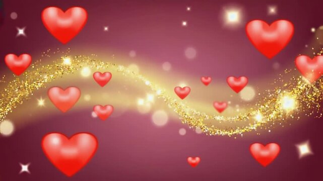 Romantic Valentine&rsquo;s Day background with red and pink hearts celebrating love and romance