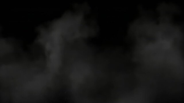 Abstract grayscale image of wispy, swirling clouds against black