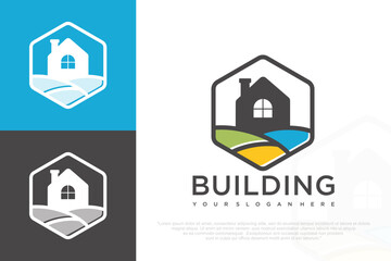 Obraz premium Real Estate Logo with Modern Building Icon . vector illustration