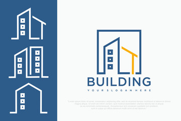 Fototapeta premium Real Estate Logo with Modern Building Icon . vector illustration
