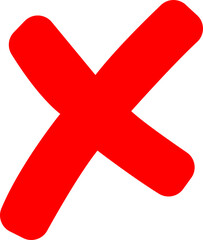 Obraz premium A bold red x mark symbolizing error, incorrectness, or cancellation on a black background isolated on transparent background