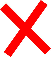 Obraz premium A bold red x mark on a stark black background signifying error, wrong, or cancel isolated on transparent background