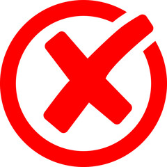 Obraz premium A clear red cross mark encased within a striking red circle, symbolizing error or denial isolated on transparent background