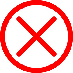 Obraz premium Red x mark inside a circle symbol on a black background representing error or denial isolated on transparent background