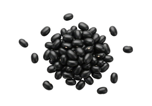 Pile of black beans isolated on transparent background