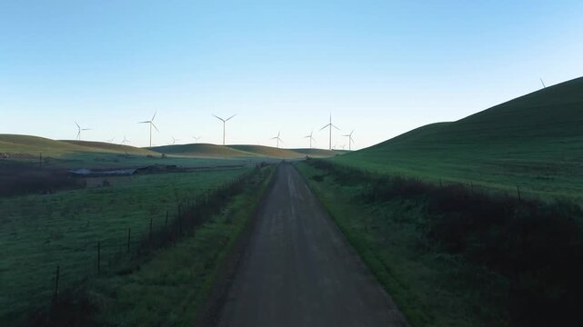 Wind Turbines Farm Sunrise