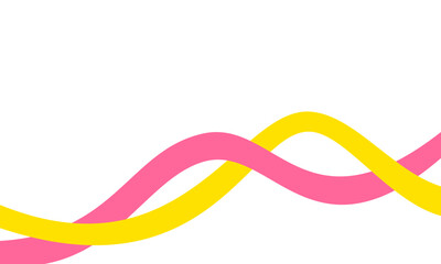 Abstract Wavy Lines Yellow and Pink Graphic on White Background