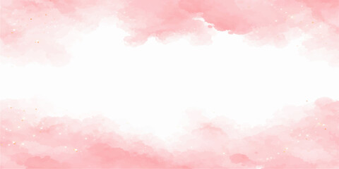 Abstract watercolor background with pink and blue clouds creating a beautiful nature texture of sunlit summer sky on vintage grunge paper with copy space for a heavenly atmosphere