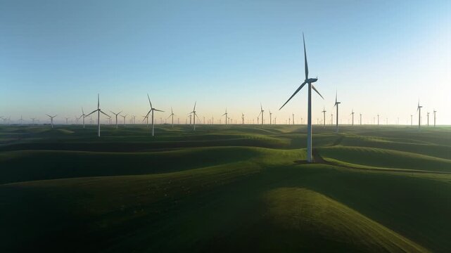 Wind Turbines Farm Sunrise
