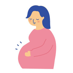 Pregnant woman stroking her belly/妊婦さんがお腹を撫でているイラスト