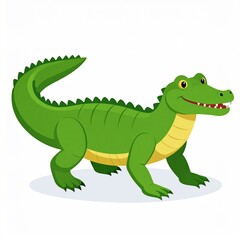 Obraz premium Cartoon Green Alligator Illustration Isolated White.