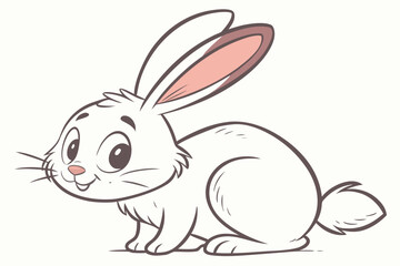 Obraz premium A cute cartoon rabbit with big eyes and a pink nose in a sitting position