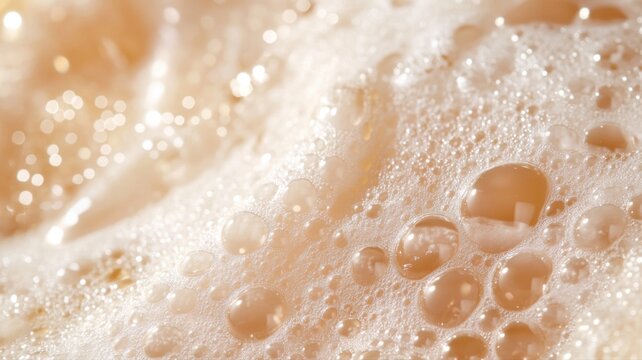 Close-up of Golden Beer Foam and Bubbles Abstract Background beer foam bubbles close-up background