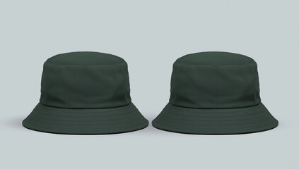 Blank bucket hat color black on white background
