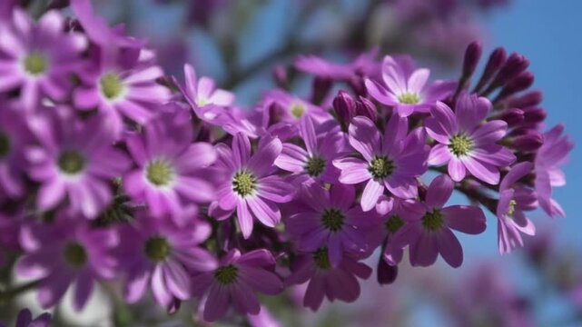 Beautiful Purple Senetti Flowers Blooming in Springtime with Selective Focus