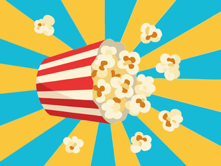 popcorn flying isolated with clipping path on background.