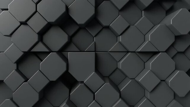 Abstract 3D surface made of dark gray geometric blocks