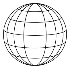 Obraz premium Line art illustration of a globe depicting a global network for internet and communication concepts