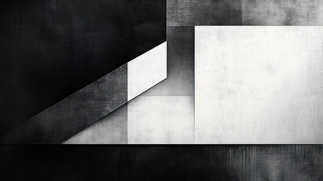 monochrome geometric composition of textured concrete rectangles and a diagonal band conveying austere calm