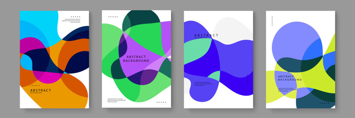 Fototapeta premium Elegant minimalist posters showcasing fluid wave movements and a contemporary color palette with overlapping semi-transparent shapes