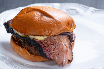 american barbequed beef brisket hamburger