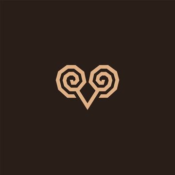 Abstract ram horn logo in bold and modern geometric style.