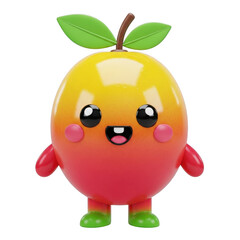 Cartoon apple character, isolated on transparent background