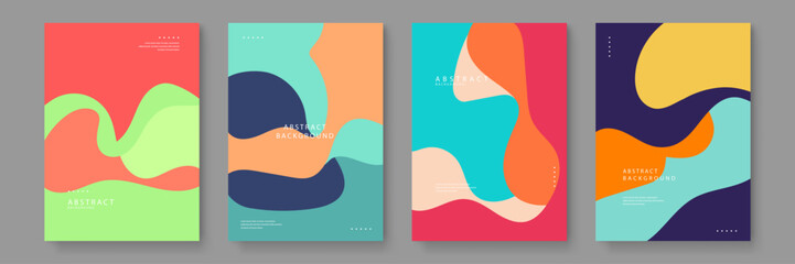 Energetic poster collection featuring dynamic flowing shapes with a striking red and lime green color contrast © Badr Warrior