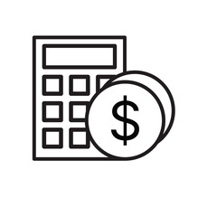 Obraz premium Finance Calculator Money Outline Icon