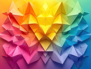 Brightly Colored Paper Origami in a Perfect Symmetry