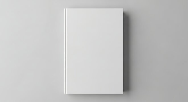 Minimalist blank white book mockup template for design presentation and branding.