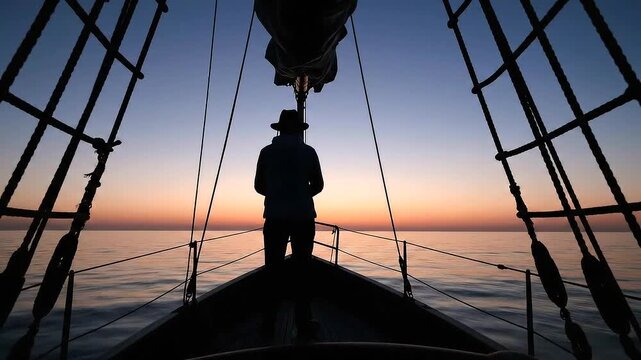 Man standing on a boat deck.
