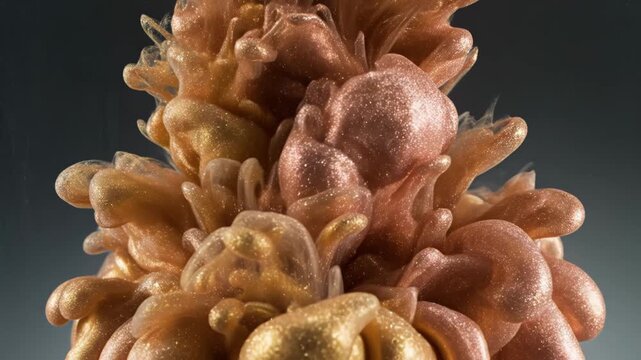 Golden and copper decorative floral object on gradient background