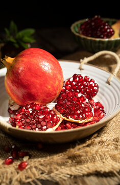 Juicy Pomegranate Seeds Closeup Fresh Fruit Detail