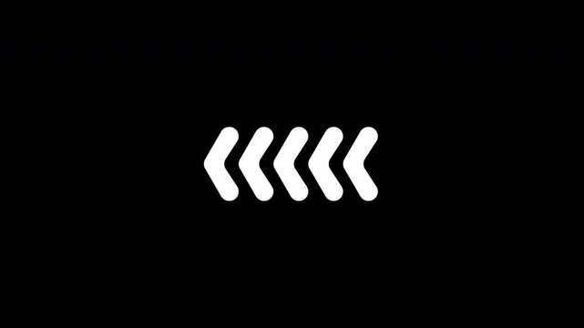 Rewind sign on black background. Suitable for banners, presentations, website design, directional graphics, and modern concepts.