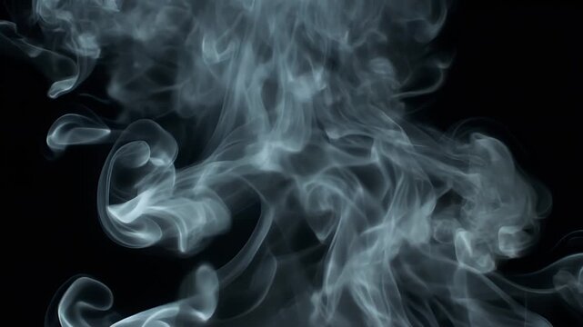 Wispy, swirling smoke against a black background