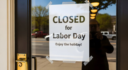 Informational sign for holiday business closure