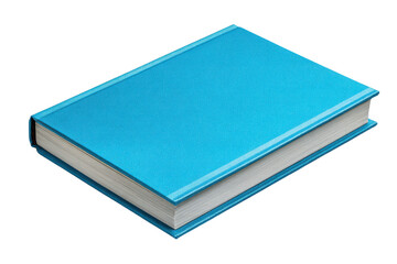 Fototapeta premium Closed blue hardcover book with white pages on black background image