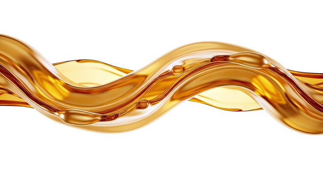 Golden Liquid Wave with Bubbles