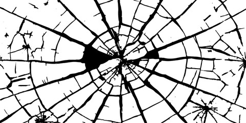 Obraz premium Broken glass shards intermingle with a black spider web silhouette in this vector illustration of a dangerous arachnid trap designed for Halloween