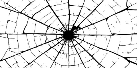 Obraz premium Broken glass window featuring a spiderweb pattern and cobweb texture in a vector illustration design for architectural construction or Halloween art