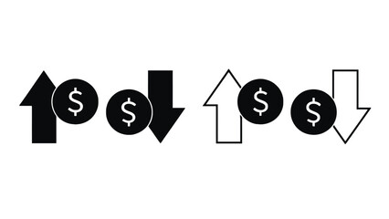 A graphic illustration of arrows and dollar signs representing financial growth and decline
