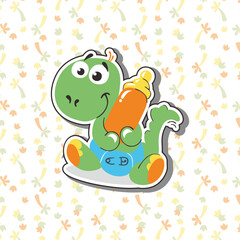 Adorable Green Dinosaur Holding Feeder © tiara