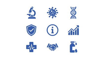 A collection of medical and scientific icons on a white background
