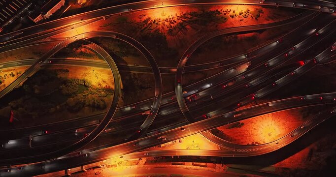 Aerial view of modern overpass in city