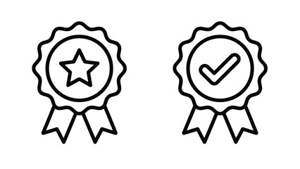 Two award ribbons with star and checkmark icons on white background