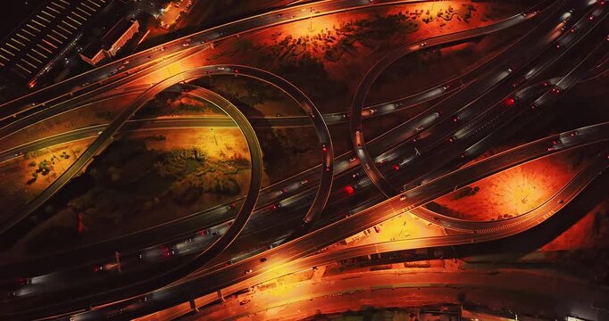 Aerial view of modern overpass in city