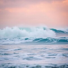 Fototapeta premium Vast ocean waves crash on Chiba's coast, a surfer's paradise near Tokyo Perfect for lessons, travel, ocean