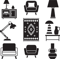 Black and white of furniture and home decor interior living room lamp