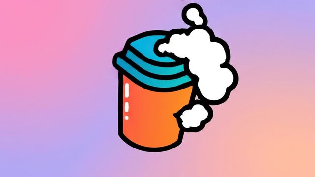 Steaming Coffee Cup Animation Digital Art.